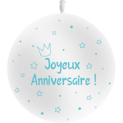 Ballon 2' Anniversaire Kids Blanc & Bleu - PMS