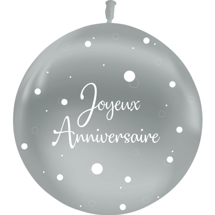 Ballon 2' Anniversaire Confetti Argent - PMS