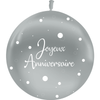 1 Ballon Latex 3' Anniversaire Confetti Argent - PMS