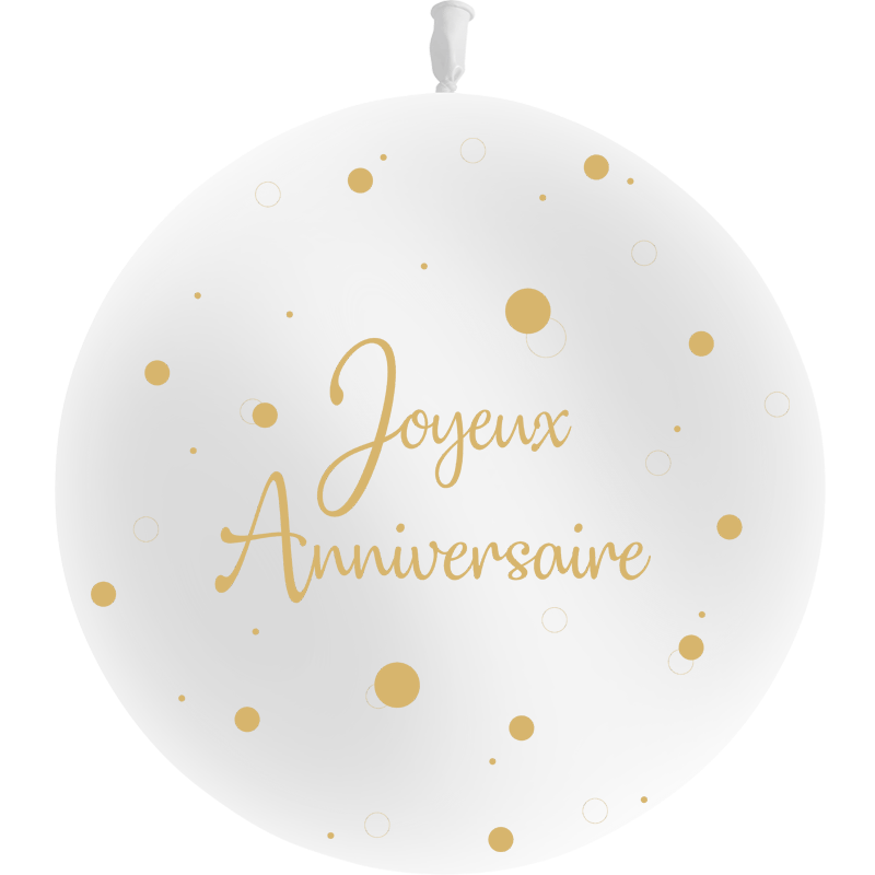 1 Ballon Latex 3' Anniversaire Confetti Blanc - PMS