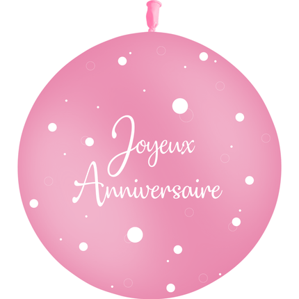 1 Ballon Latex 3' Anniversaire Confetti Rose - PMS