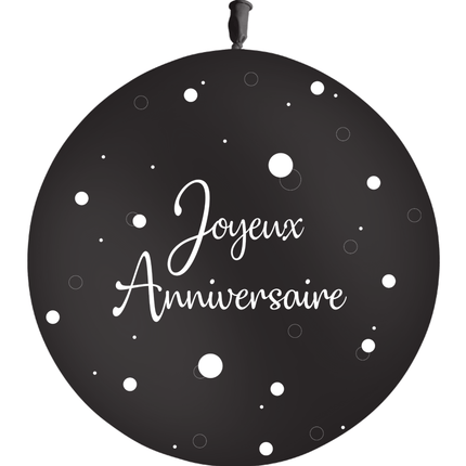 Ballon 2' Anniversaire Confetti Noir - PMS
