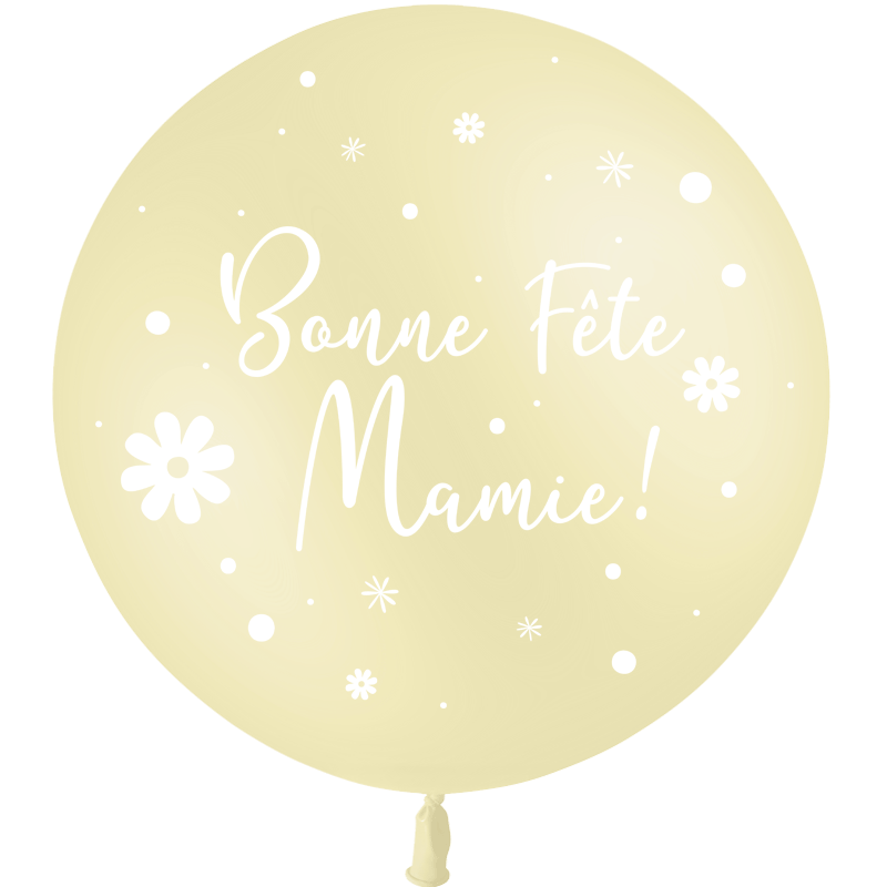 1 Ballon Latex 3' Bonnes Fête Mamie Pastel Matte Jaune Hélium - PMS