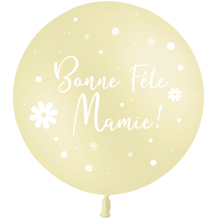 1 Ballon Latex 3' Bonnes Fête Mamie Pastel Matte Jaune Hélium - PMS