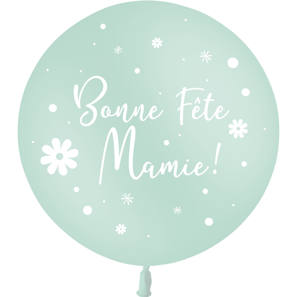 1 Ballon Latex 3' Bonnes Fête Mamie Pastel Matte Menthe Hélium - PMS