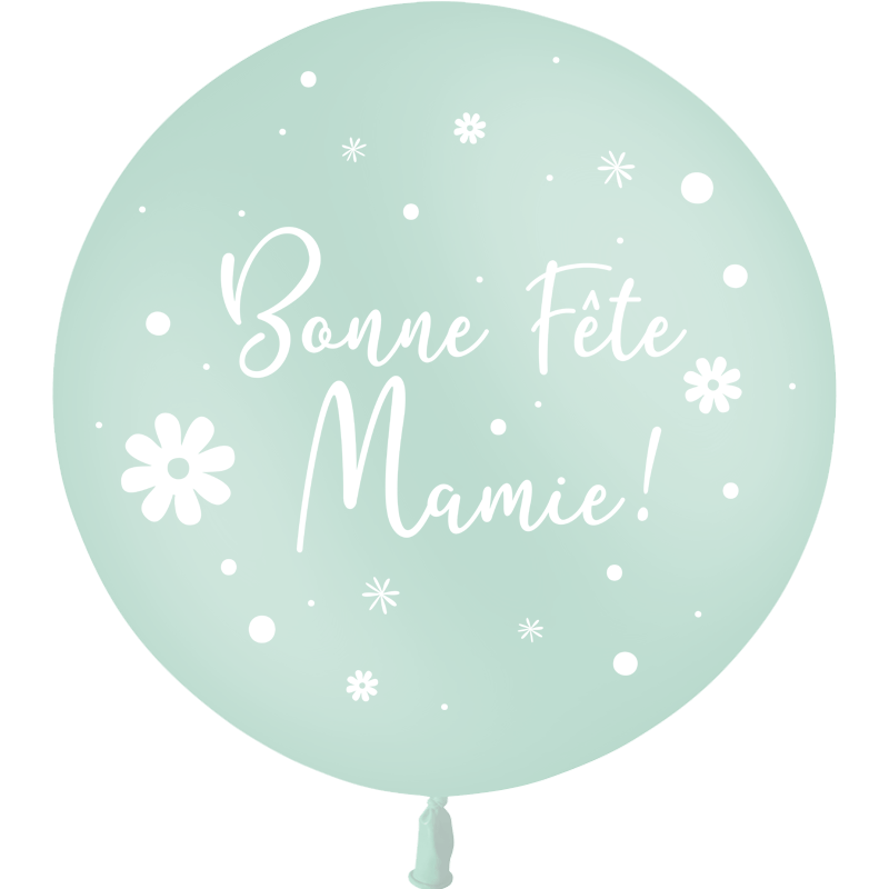 Ballon 2' Bonne Fête Mamie Fleurs Pastel Matte Menthe Hélium - PMS