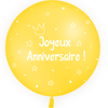 1 Ballon Latex 3' Anniversaire Kids Jaune Hélium - PMS