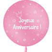 1 Ballon Latex 3' Anniversaire Kids Rose Hélium - PMS