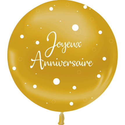 1 Ballon Latex 3' Anniversaire Confetti Or Hélium - PMS