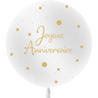 1 Ballon Latex 3' Anniversaire Confetti Blanc Hélium - PMS