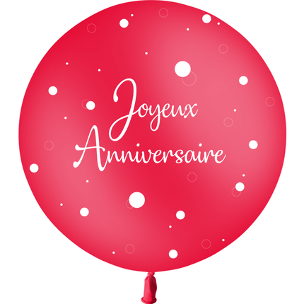 1 Ballon Latex 3' Anniversaire Confetti Rouge Hélium - PMS