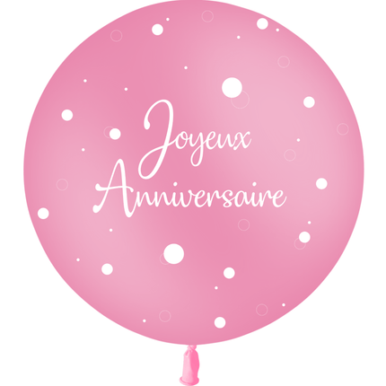 Ballon 2' Anniversaire Confetti Rose Hélium - PMS