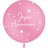 1 Ballon Latex 3' Anniversaire Confetti Rose Hélium - PMS