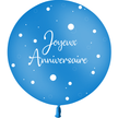 1 Ballon Latex 3' Anniversaire Confetti Bleu Roi Hélium - PMS