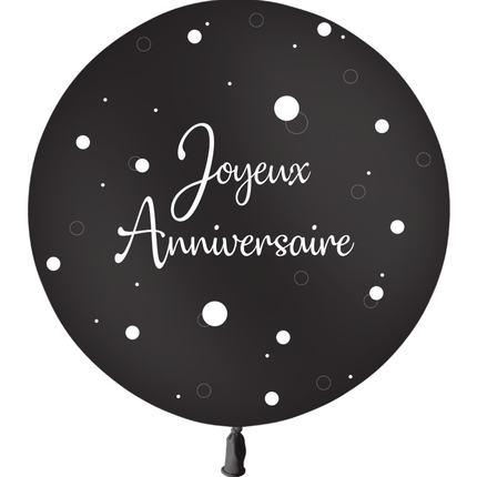 Ballon 2' Anniversaire Confetti Noir Hélium - PMS