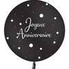 1 Ballon Latex 3' Anniversaire Confetti Noir Hélium - PMS