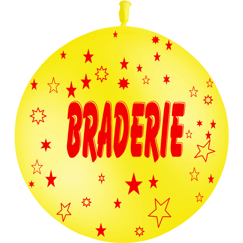 1 Ballon Latex Braderie Jaune Citron & Rouge - PMS