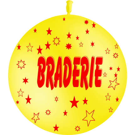1 Ballon Latex Braderie Jaune Citron & Rouge - PMS