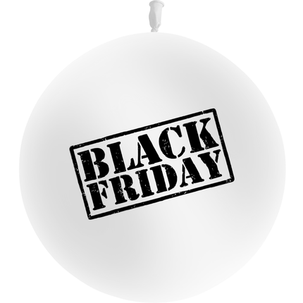 1 Ballon Latex Black Friday Blanc & Noir - PMS