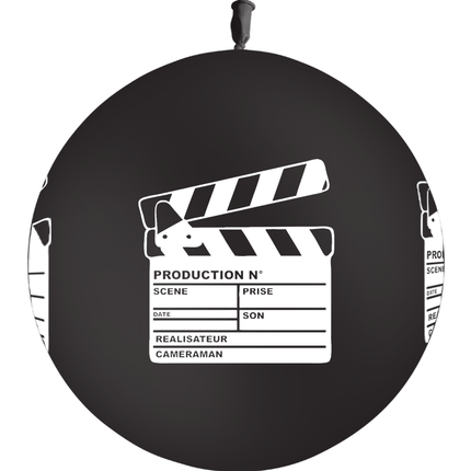1 Ballon Latex Clap de Cinema Noir & Blanc - PMS