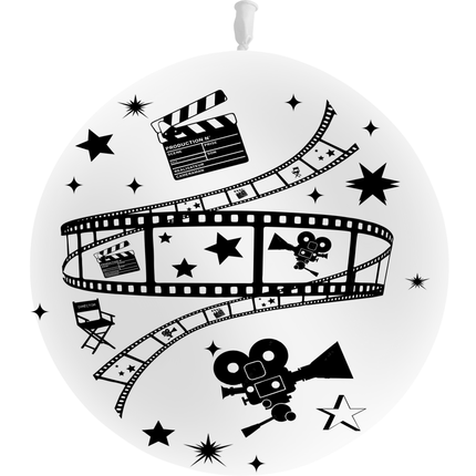 1 Ballon Latex Cinema Blanc & Noir - PMS