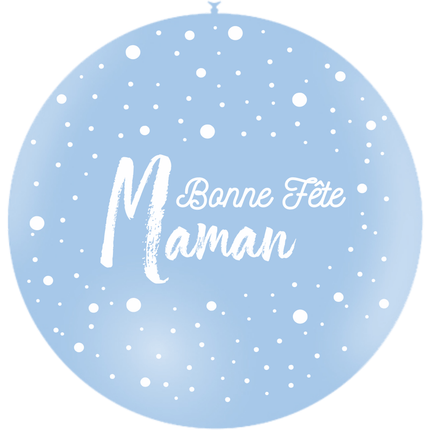Ballon HG3' Bonne Fête Maman Dots Pastel Matte Bleu - PMS