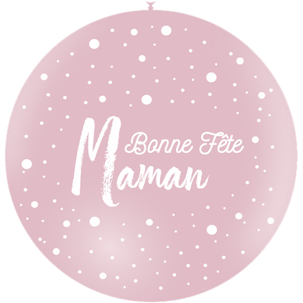 Ballon HG3' Bonne Fête Maman Dots Pastel Matte Rose - PMS