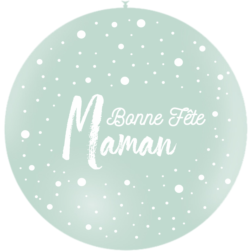 Ballon HG3' Bonne Fête Maman Dots Pastel Matte Menthe - PMS