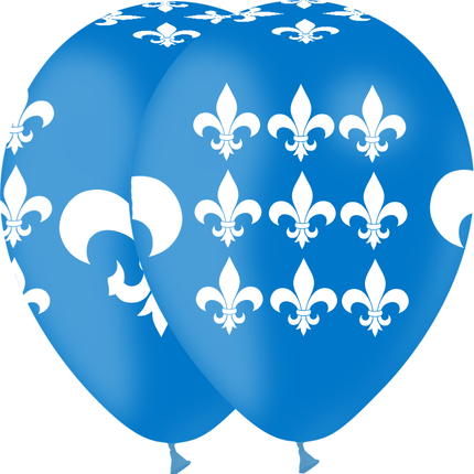 8 Ballons Latex HG95 Fleur De Lys Bleu - PMS