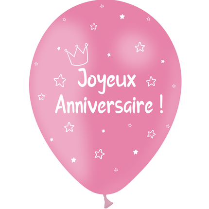 8 Ballons Latex 30cm Anniversaire Kids Rose - PMS