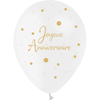 8 Ballons Latex 30cm Anniversaire Confetti Blanc - PMS