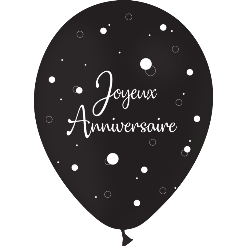 8 Ballons Latex 30cm Anniversaire Confetti Noir - PMS