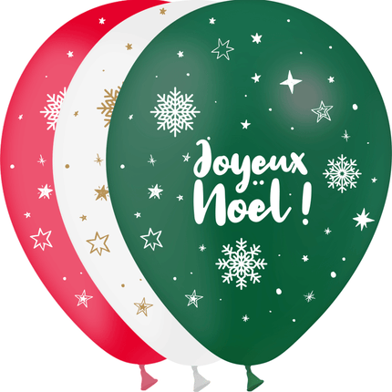 8 Ballons Latex 30cm Joyeux Noël Assortiment - PMS
