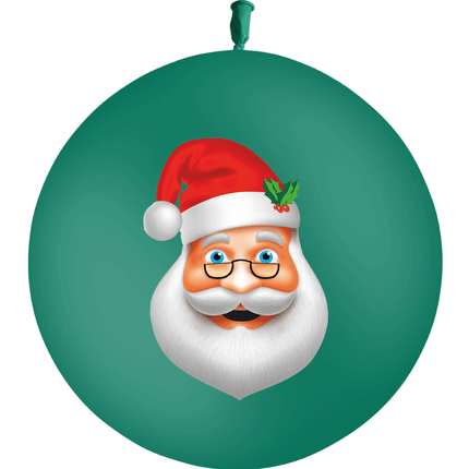 1 Ballon Latex HG3' Quadri Père Noël Vert Forêt - PMS