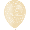 8 Ballons Latex HG95 Vive les Mariés Petites Roses Ivoire - PMS