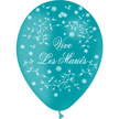 8 Ballons Latex HG95 Vive les Mariés Petites Roses Turquoise - PMS